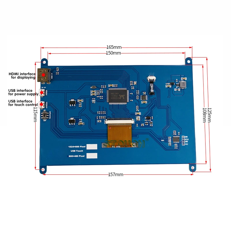 7 inch Raspberry Pi 3 Model B+ LCD Display Touch Screen 1024*600 800*480 HDMI TFT Monitor capacitive touchpanel | Компьютеры и офис