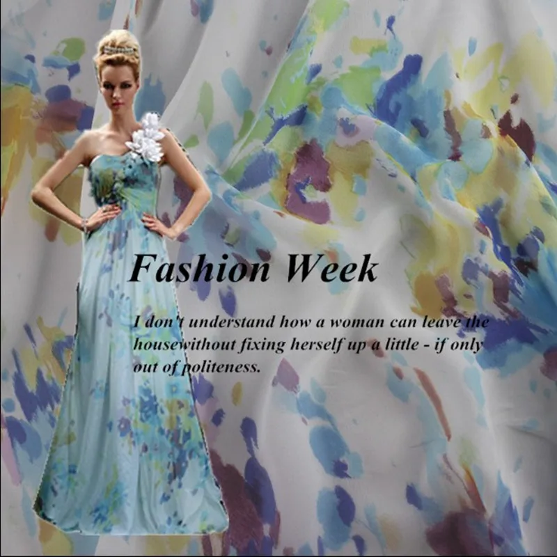 Печатная жоржет ткани для пошива на метр Ширина 55 'Ǝ мм чистый шелк Шармез Tissu