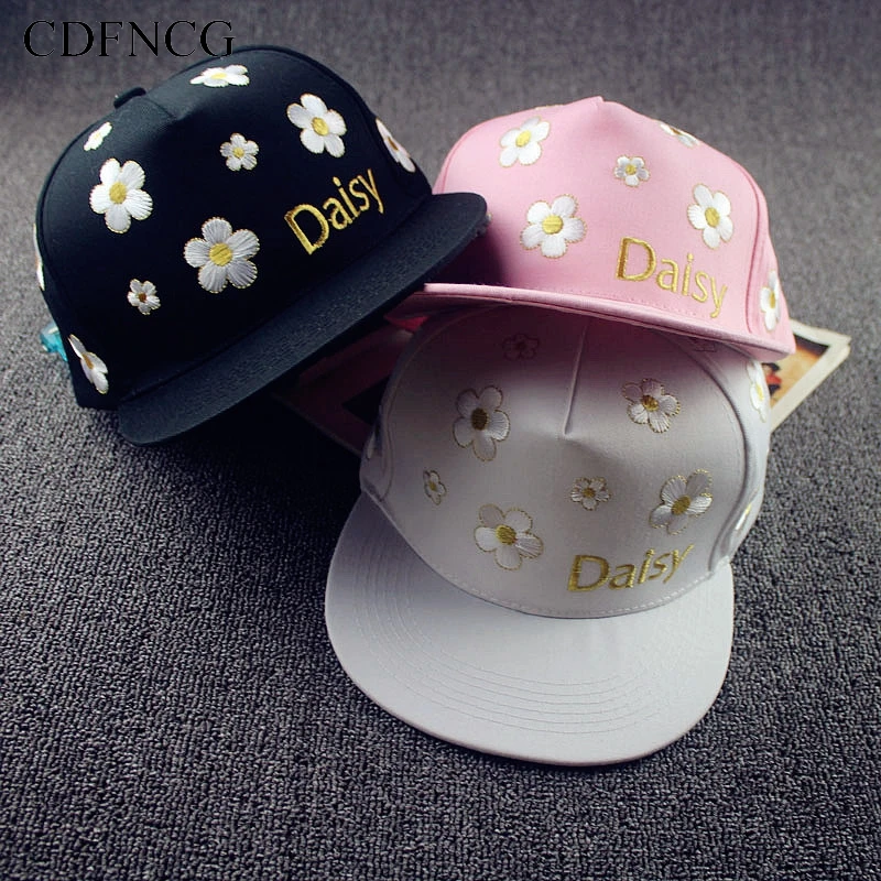 Женская Бейсболка Снэпбэк CDF Кепка в стиле хип хоп с вышитыми цветами и