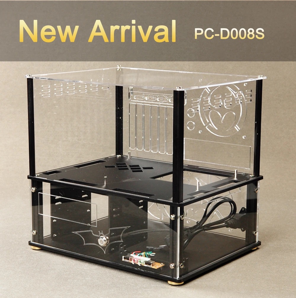 QDIY PC-D008S цветной горизонтальный ATX прозрачный ПК с водяным охлаждением акриловый чехол для компьютера
