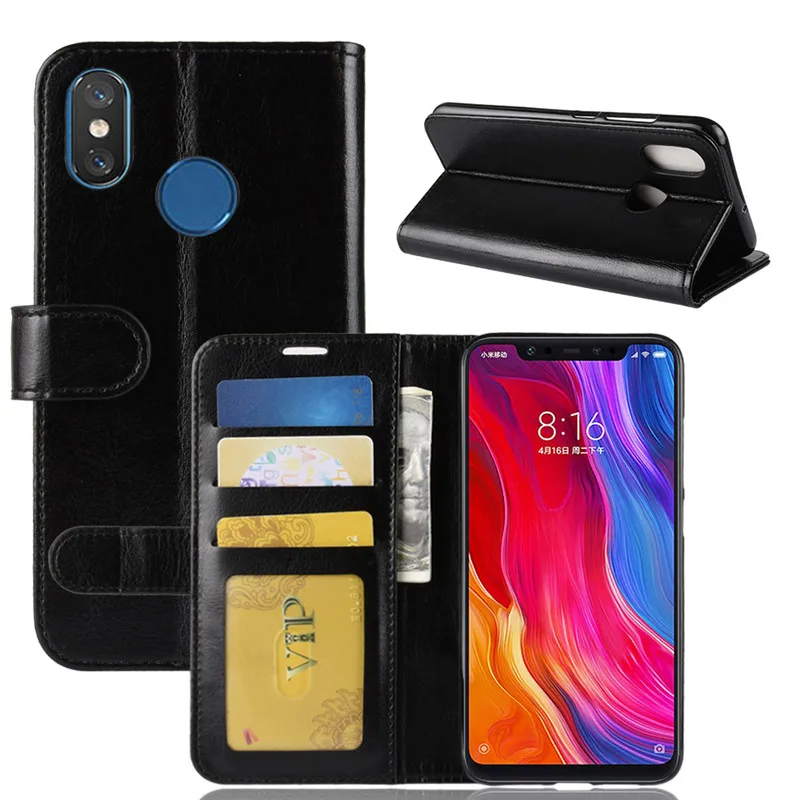 Чехол для Xiaomi Mi 8 чехол SE откидной Роскошный из искусственной кожи телефона Mi8 Mi8se