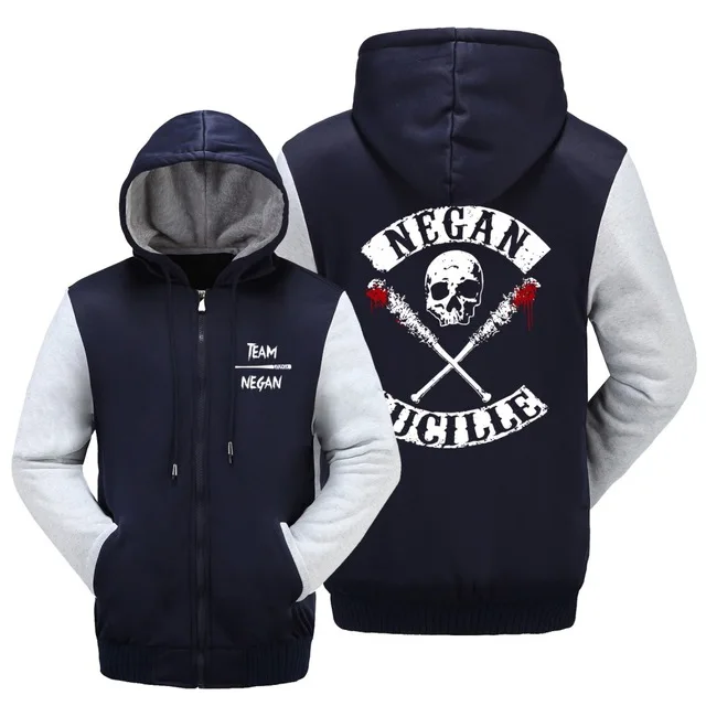 Dropshipping The Walking Dead Negan LUCILLE Rick Grimes Thickening Cotton-Padded Jacket Daryl Dixon Winter Warm Flannel Hoodie | Мужская