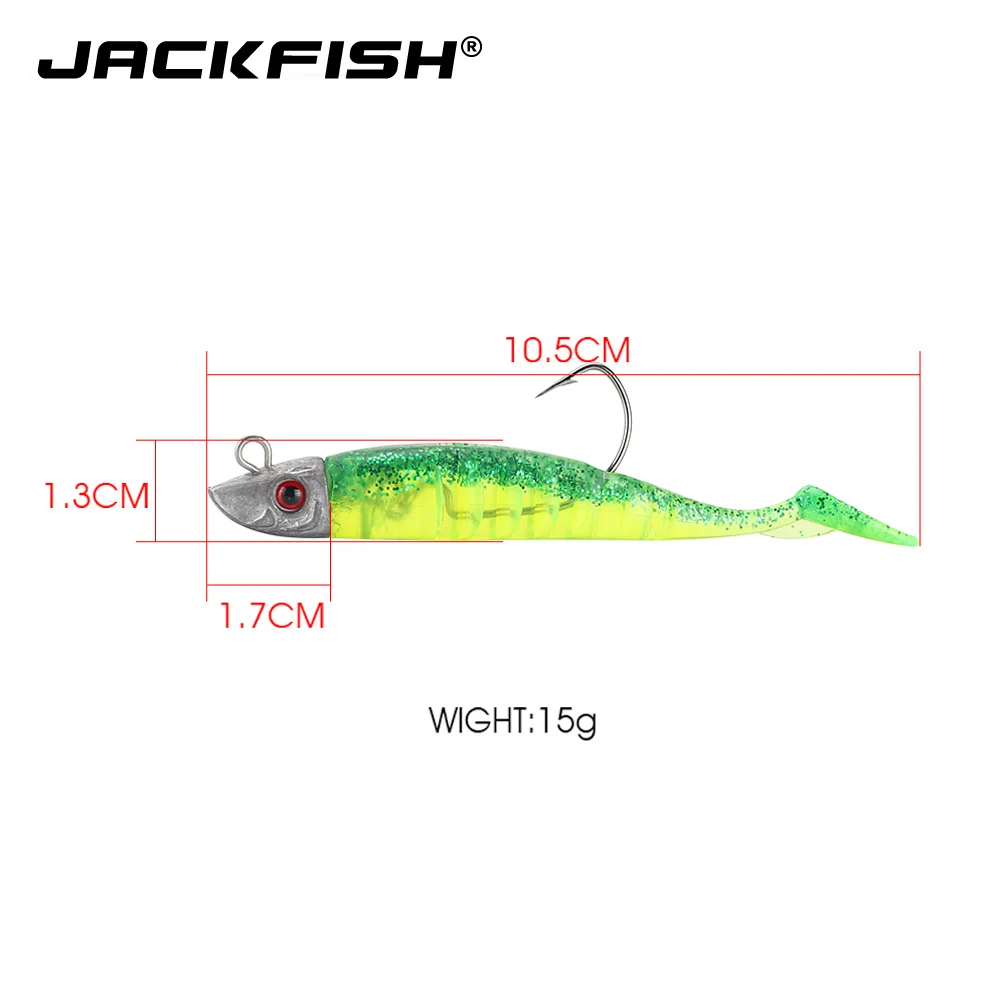 JACKFISH Мормышка с T-образным хвостом мягкая рыболовная приманка 3 шт./10 5 см/15 г