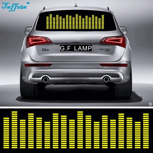 W45 W90 W70 W80 W90 W114, Желтые цвета, звуковой ритм, Активированный El эквалайзер, автомобильная музыкальная наклейка, светящаяся вспышка, панель проектирует взрыв