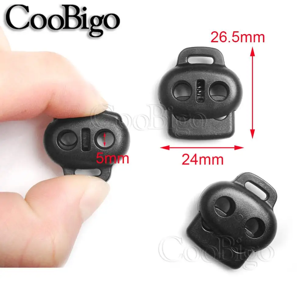 A black 10 шт. 2 отверстия пластиковый ограничитель конца шнура Bean Cord замок тумблер зажим для одежды веревка шнурки Рюкзак Спортивная Сумка Аксессуары - Цвет: A black