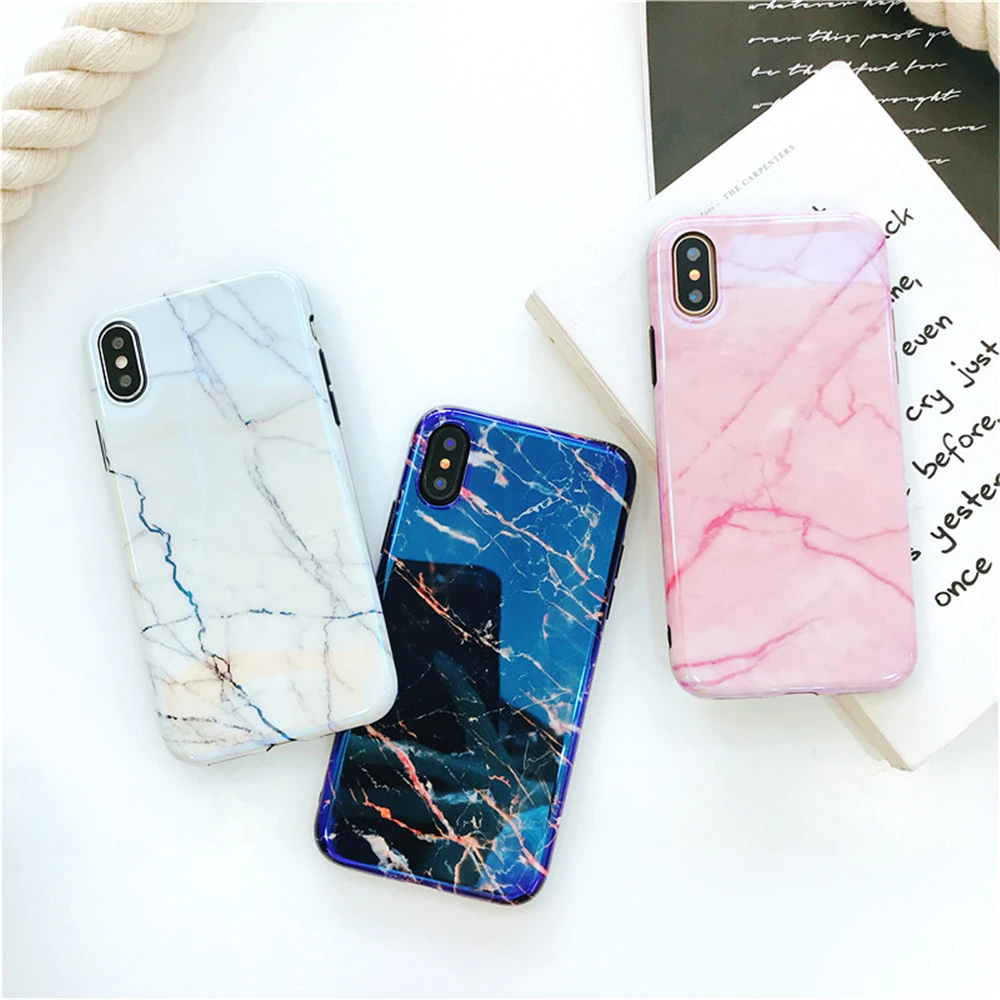 Cases For Iphone 7 The New Marble Texture Phone Case 6 6s 8 X Plus Blu-ray Soft Silica Shock Protection Cover Capa |