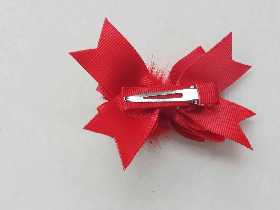 20pcs baby girl 3.5 &quot pom layer hair bows clips Fur fur pompon headwear sweet pompoms accessories Hairpins GR105 | Детская одежда и