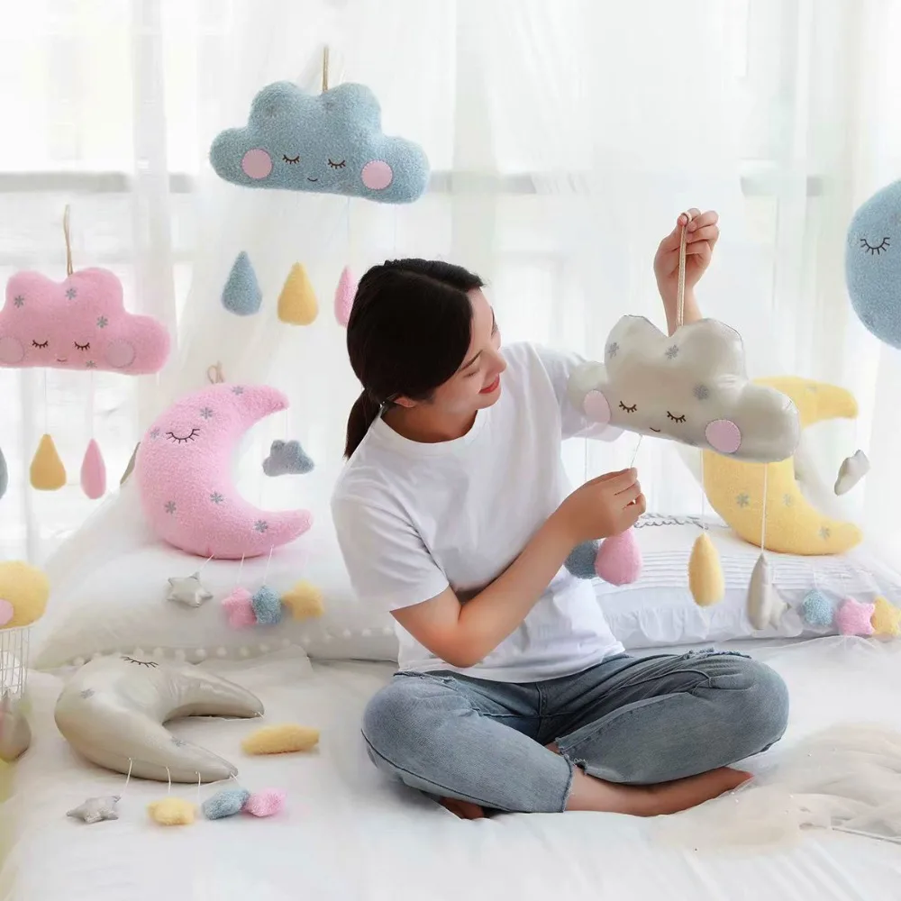 INS cloud moon плюшевая подушка kawaii игрушка облако розовый желтый синий цвет украшение