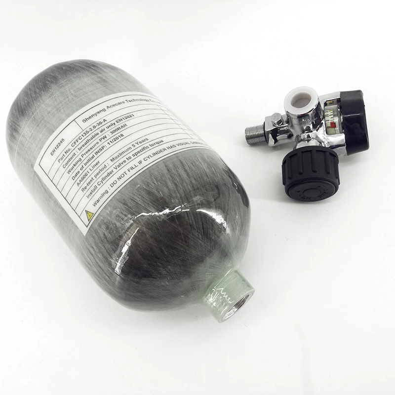 Online AC52021 Acecare 2L CO2/Air Carbon Faser/HPA/PCP/Paintball Zylinder/Tank Mit Ventil Für Jagd Ziel Air Pistole/Gewehr/kraft Condor