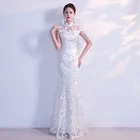 Белое длинное платье Ципао в традиционном китайском стиле, свадебное платье в восточном стиле, размеры XS, S, M, L, XL, XXL, Китайский магазин одежды