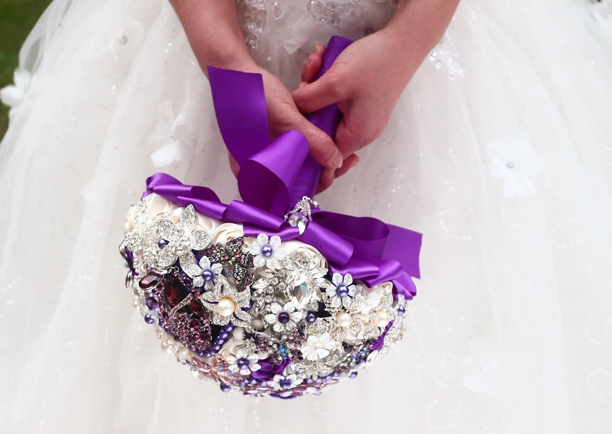 JaneVini роскошный кристалл горный хрусталь элегантный фиолетовый Свадебный букет