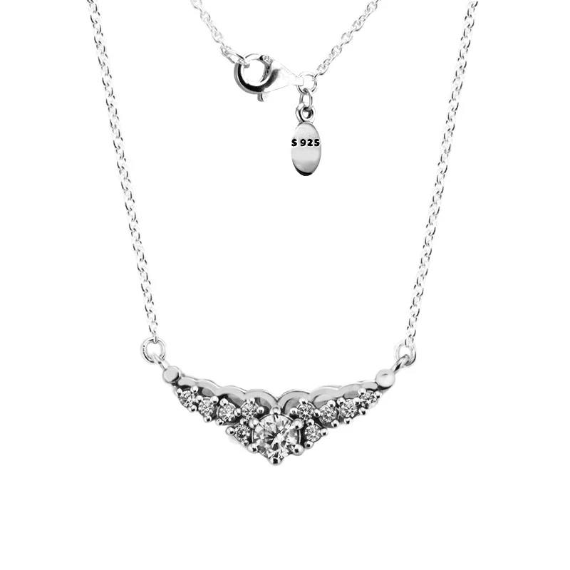 

Fairytale Tiara Pendant & Necklace with Clear CZ 100% 925 Sterling Silver Fine Jewelry Free Shipping