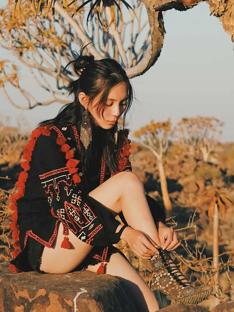 Boho Inspird женская блузка рубашка Ретро Народная украинская вышивка блузки в богемном стиле бахрома с кисточками Топ с длинным рукавом льняные блузы