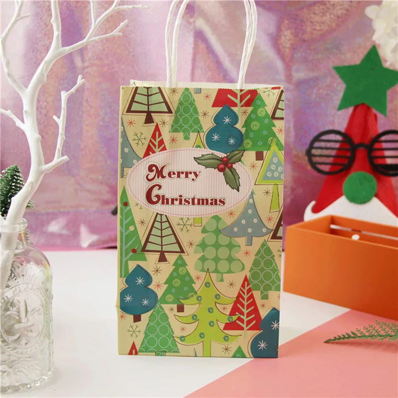 10 шт. Рождественский Подарочный мешок Санта Клаус крафт бумажные пакеты DIY