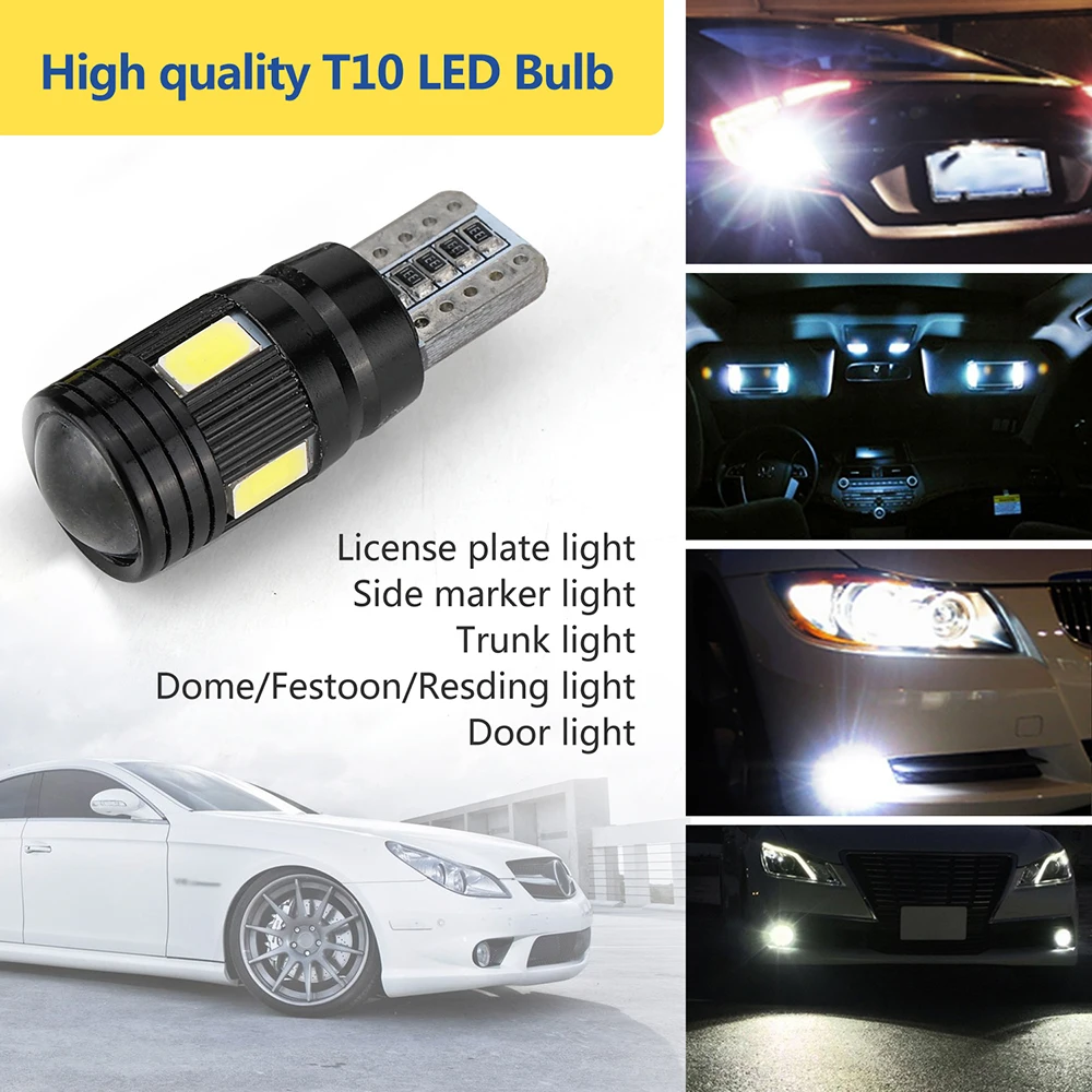 Светодиодный светильник T10 с Canbus W5W 2 шт. светодиодный 6SMD 5730 ширина супер яркий для