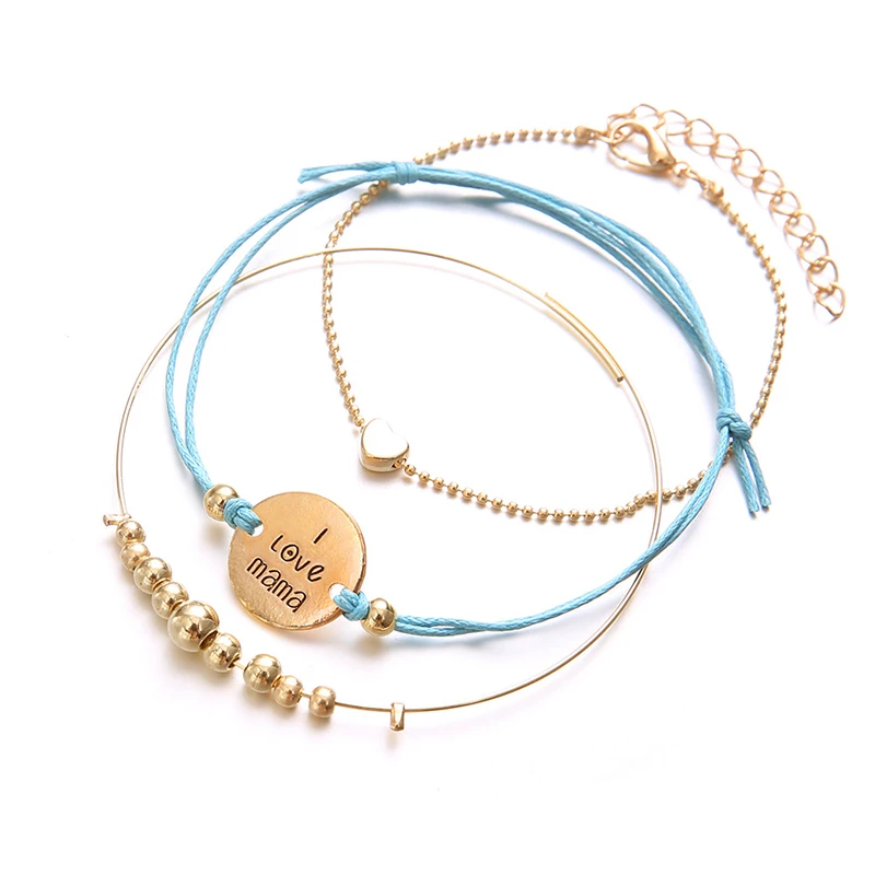 Crazy Feng 3 шт./лот набор женских браслетов из веревочной нити богемский золотой цвет