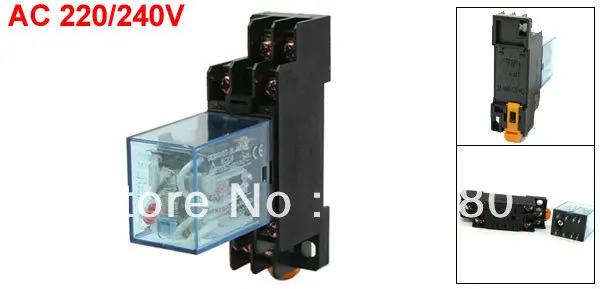 AC 220/240 в катушка DIN рейка универсальное реле мощности MY2NJ 8 Pin DPDT 2P2T w Базовая