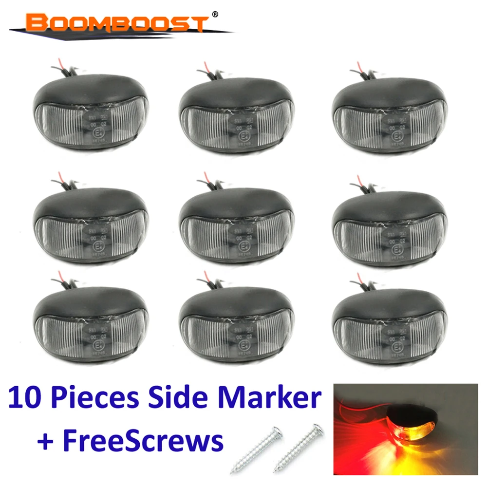 10PCS Side Marker Trail Lights Turn Lamps For Truck 2 LED Lamp Beads Wide Voltage 10-30V Bright Piranhas Light Red-Yellow Color |