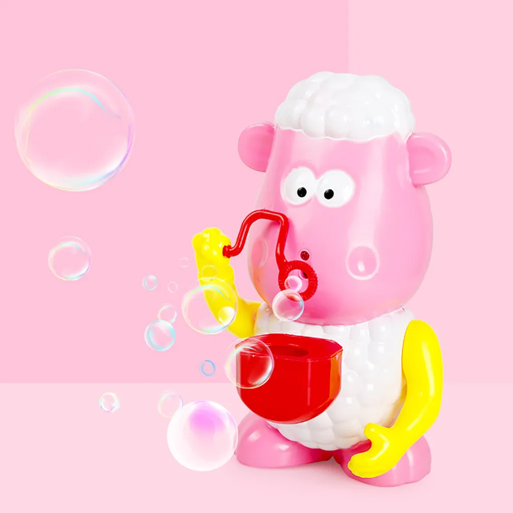 Игрушки Bubble для детей милый Овцы автоматический светодиодный Музыка пузырь машины игрушки пузыря воздуходувка вечерние летняя уличная игрушка - Цвет: Pink
