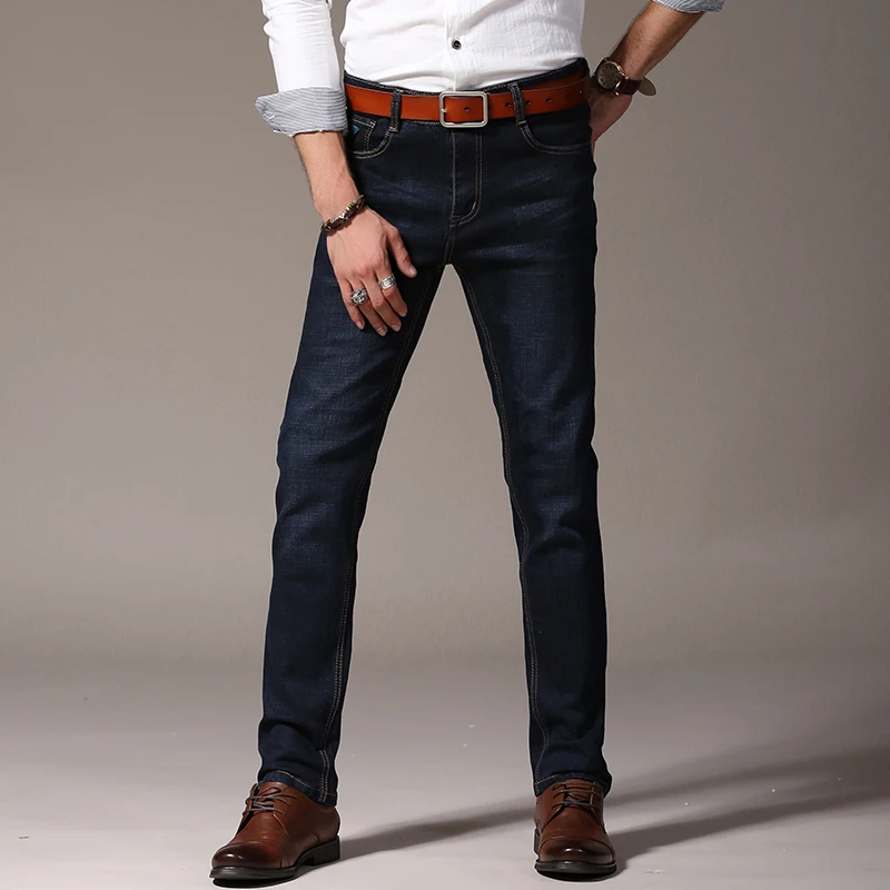 Мужские повседневные джинсы синие и черные брюки из джинсовой ткани большие