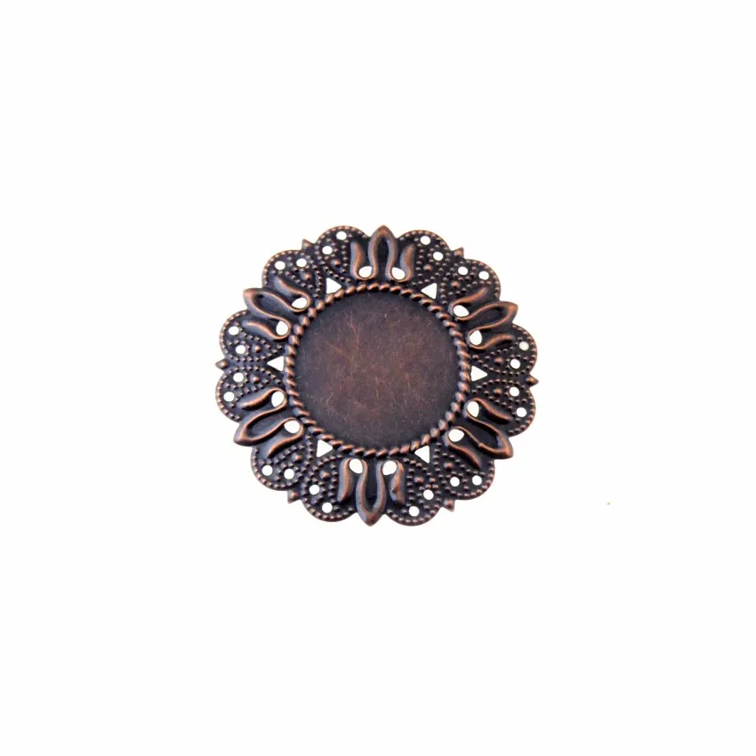 

Free shipping 20Pcs Antique Copper Filigree Cabochon Setting Wraps Connectors Decoration DIY Embellishments Findings 49mm