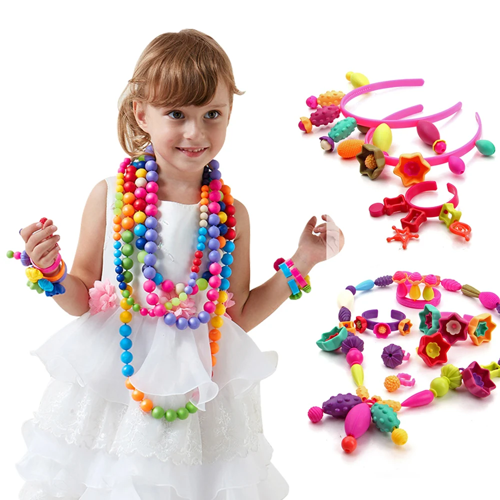 300g Toys Pop Beads Snap Together Jewelry Puzzle Fashion DIY Educational Kids Craft Gifts for Girls | Игрушки и хобби