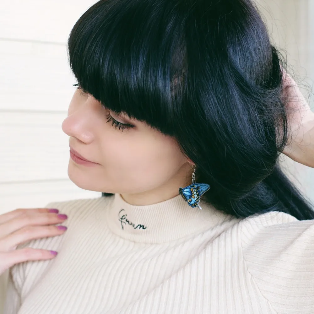 Женские акриловые серьги-бабочки WEVENI большие висячие серьги с синими цветками