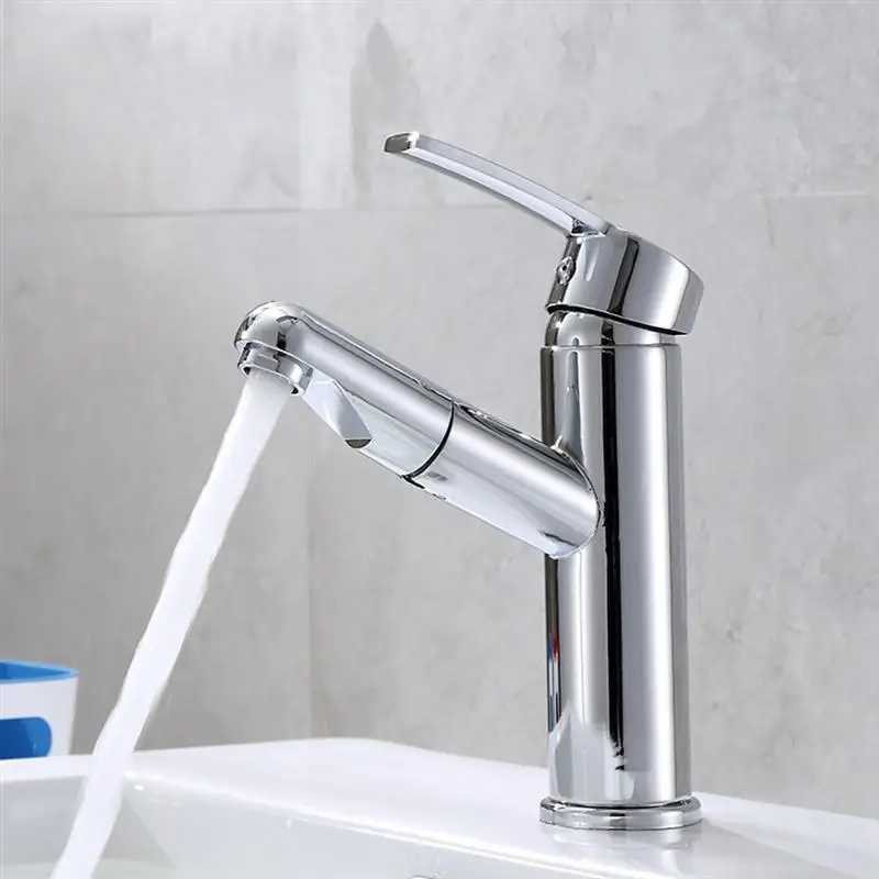 Basin Water Tap Cold And Hot Single Hole Faucet Durable Sink Pull Out Mixer Swivel Copper Home Accessories | Обустройство дома