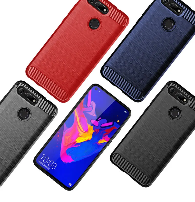 Case For Huawei Honor V20 View 20 6.4 inch Silicone Soft TPU Brushed Carbon Fiber Texture Cover sFor |