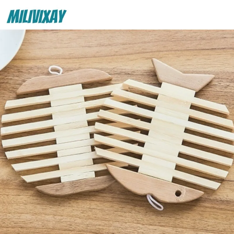 MILIVIXAY 1 шт. деревянная изоляционная подставка в форме рыбы/яблока настольная