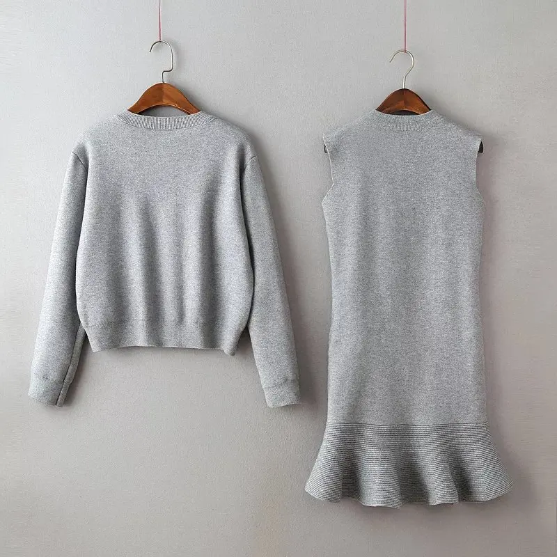 Женский свитер с открытыми плечами облегающее сексуальное 2 предмета Длинные