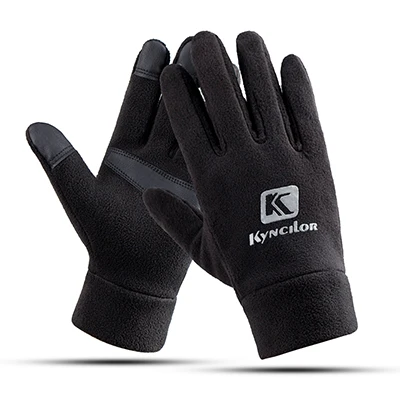 Kyncilor мужские лыжные перчатки Guantes Tacticos Luva WindStopper тканевые теплые зимние перчатки для сноуборда лыжные перчатки сенсорный экран - Цвет: Черный