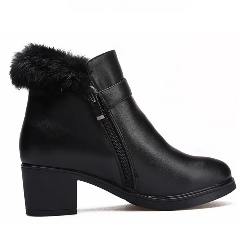 Женская обувь из натуральной коровьей кожи со стразами теплая удобная шерстяная