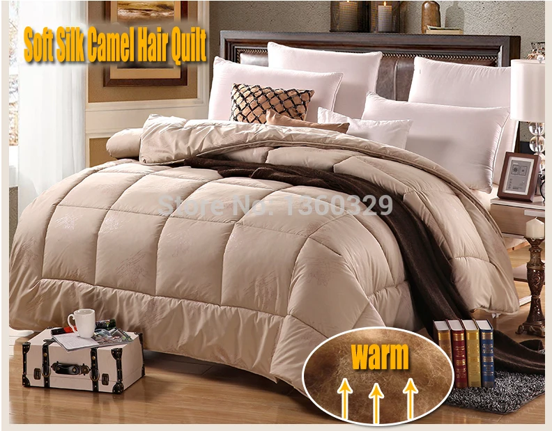 

220*240cm Camel Hair Winter Blanket Queen Size Thickening Quilt Double colchas Soft Brushed Printing edredom zara Free Shipping