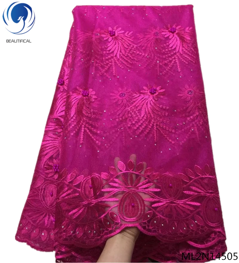 

BEAUTIFICAL african bridal laces fabrics nigerian lace fabric with beads latest african lace 2019 hot sale free shipping ML2N145