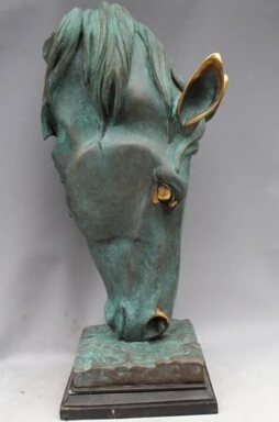 Copper Brass CHINESE crafts Asian 25 Western Bronze Marble Art Home Decoration Horse Head Statue Sculpture | Дом и сад