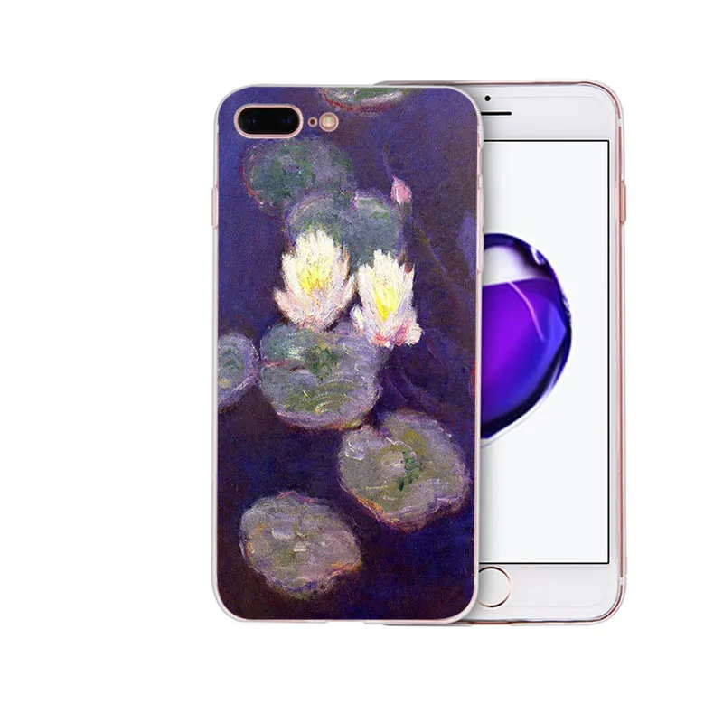 Мягкий чехол IMIDO Monet с рисунком водных лилий для телефона Iphone 5 5S SE 6 6S 6plus 6splus 7 8 7PLUS