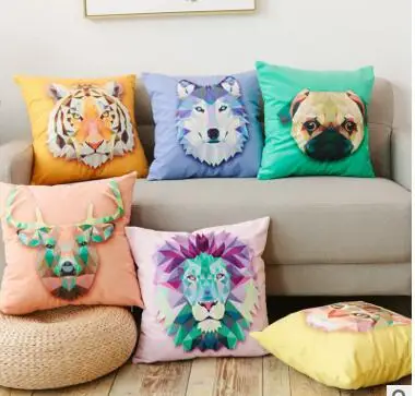 

fashion cartoon animal printed throw pillowcase cushion cover sofa lumbar pillow covers home decor