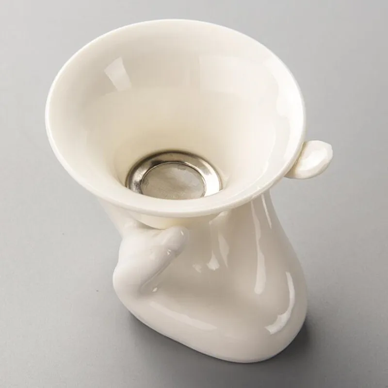 2021 Promotion 2set/lot White Porcelain Bergamot Tea leak Hand tray filter Chinese Teaset Accessories 8.5cm x 6.3cm | Дом и сад