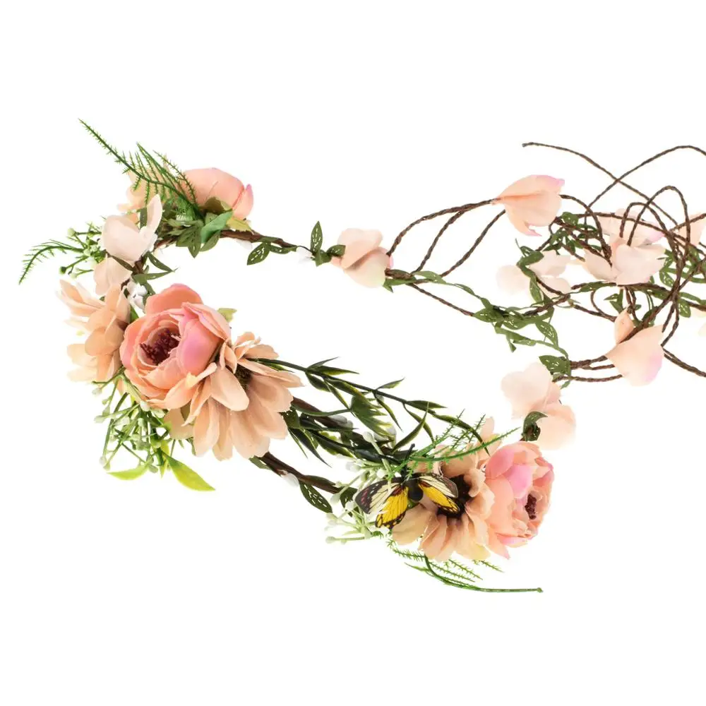 1 шт. Маргаритка Роза Цветы Листья гирлянда Женская Корона Регулируемая Свадьба