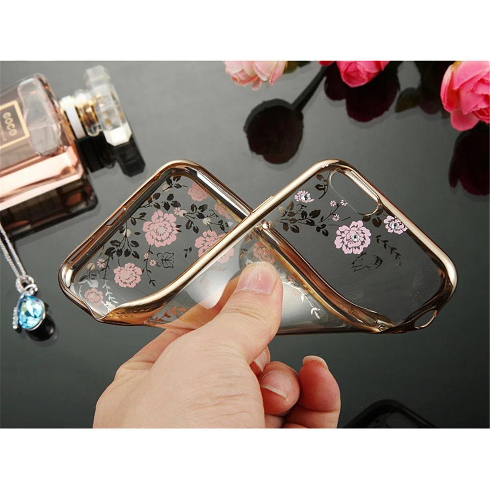ELETEIL Transparent Flower Fashion Mobile Phone Case for iphone 7 case 6s 6plus 8plus Cover X 5 5E E30 |