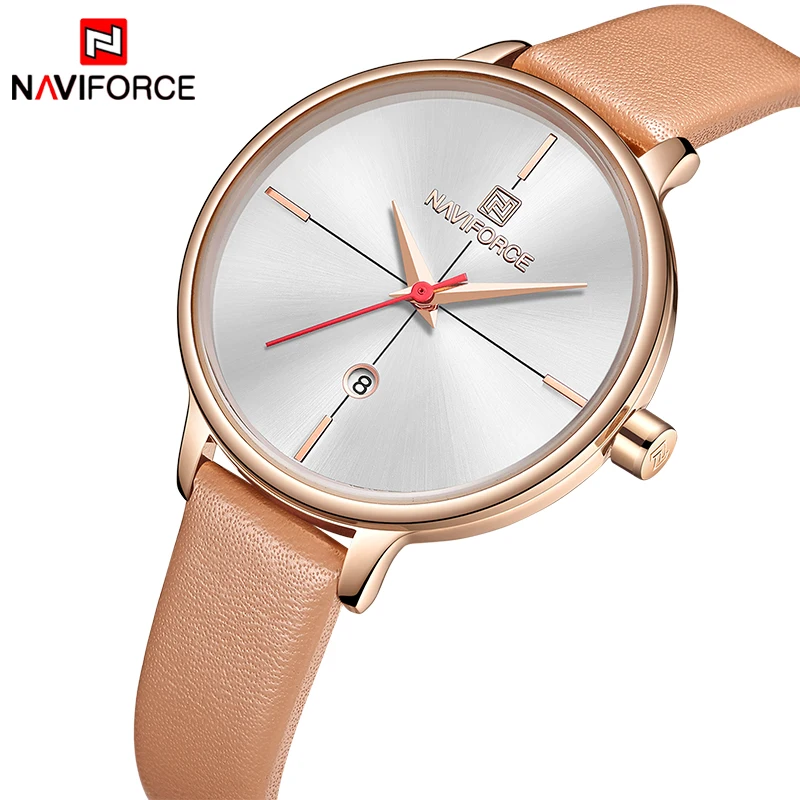 Часы NAVIFORCE женские модные кожаные кварцевые водонепроницаемые|Женские наручные