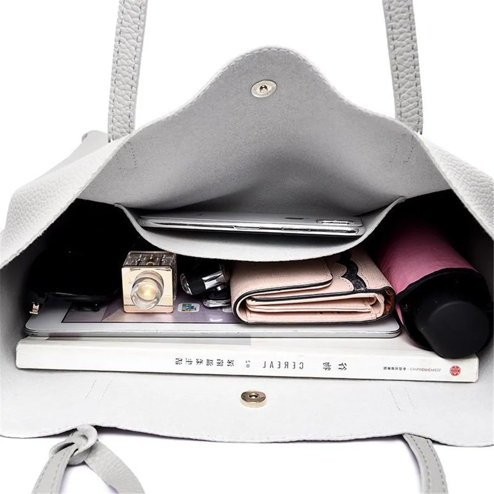 Simple Fashion Women Handbags Leather Solid Color Tassel Pendant Shopping Purse Large Capacity Travel Messenger Satchel Tote Bag | Багаж и