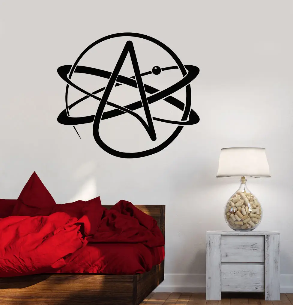 Виниловая наклейка на стену символ атеизма atom science atheist художественная для офиса