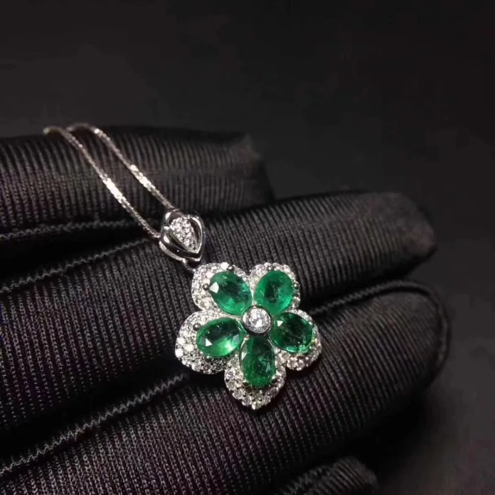 Фиделия натуральный 4*5 мм колумбийский изумруд подвески Серебро s925 пробы цветы