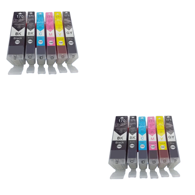 Чернильные картриджи для струйного принтера Canon Pixma MG5720 MG 170 MG-5720 12 шт. PGI170 CLI171 PGI-170XL