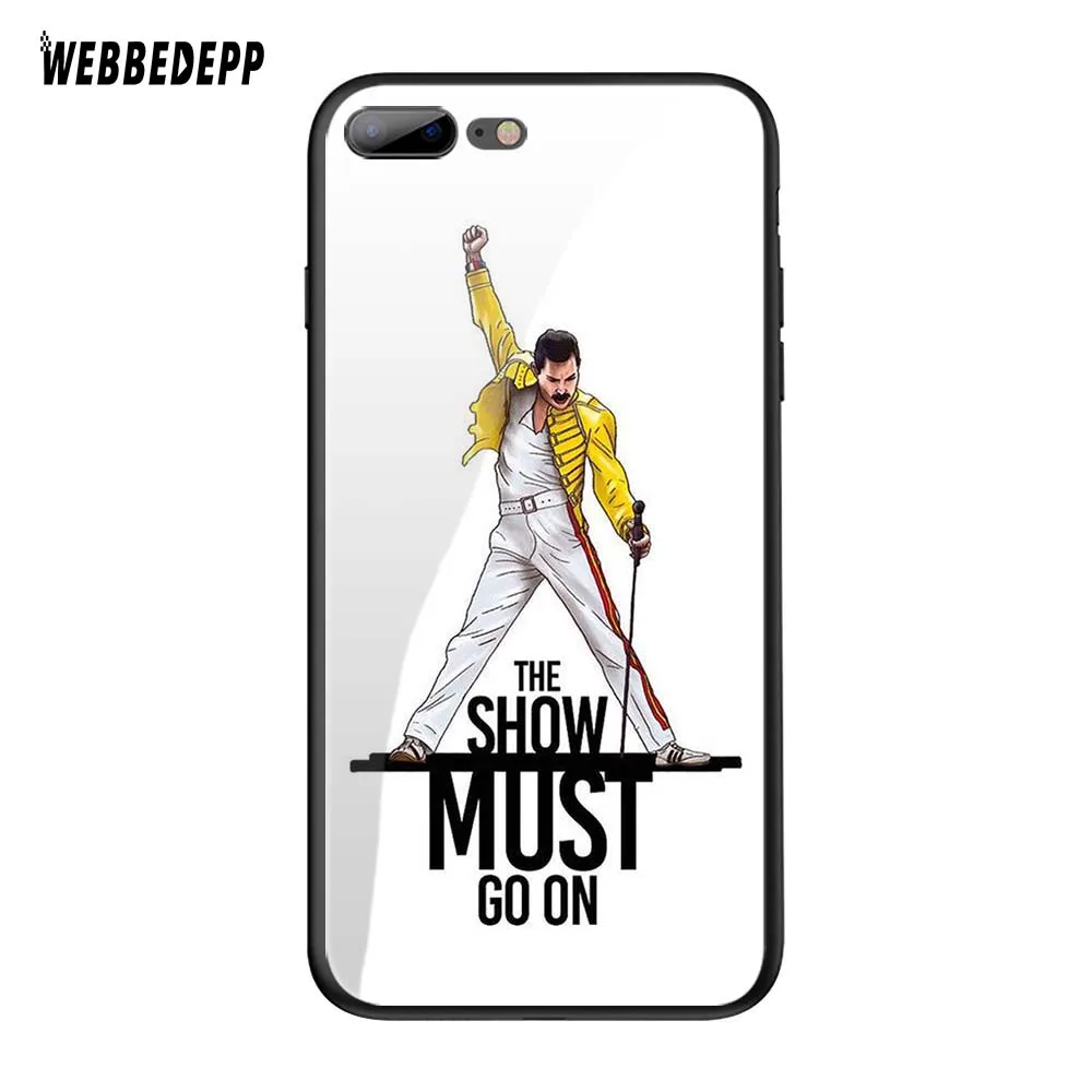 TG17 Чехол WEBBEDEPP queen band Freddie Mercury из закаленного стекла TPU для Apple iPhone 6 6S 7 8 Plus 5 5S SE XR X XS 11 Pro MAX чехол - Цвет: TG17