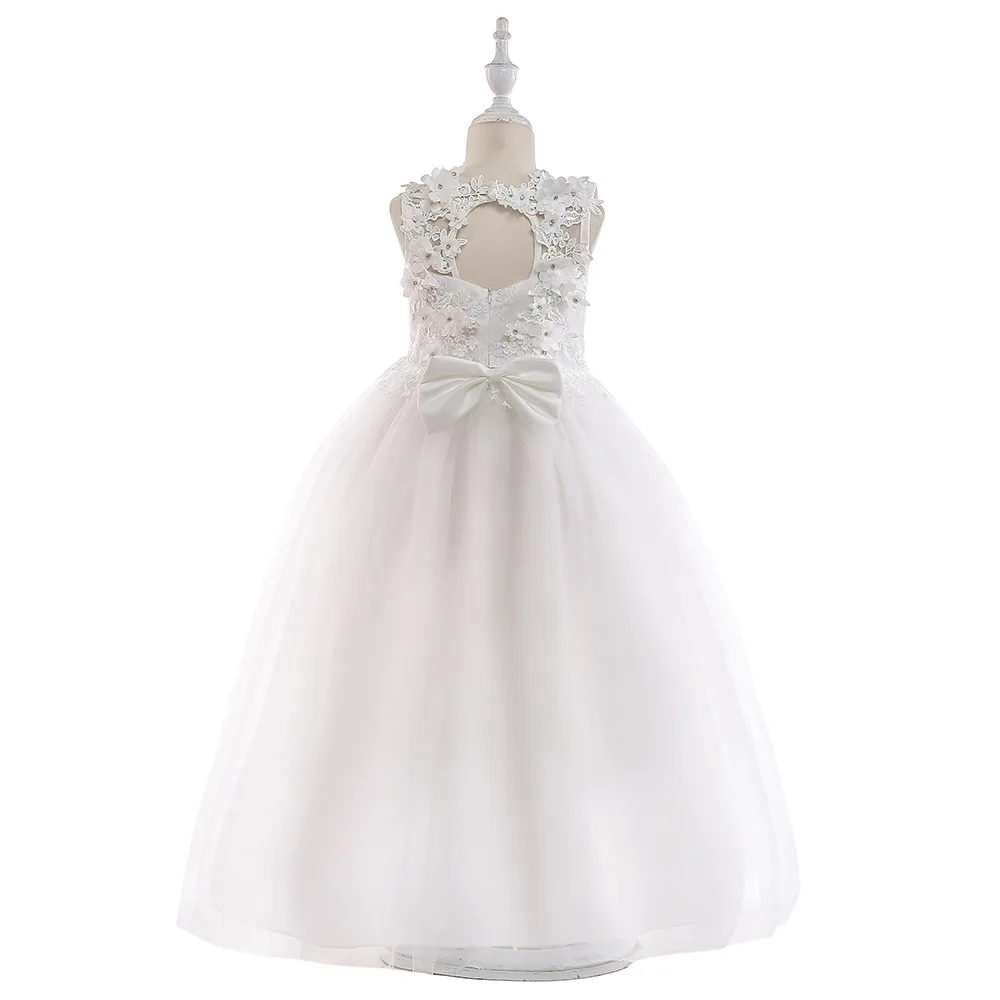 Children Pageant Elegant Dress for Girl Embroidery Flower Princess Wedding Party Dresses Long Bow Rhinestone Belt Communion | Детская