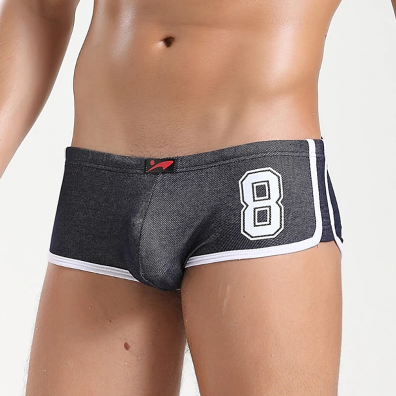 Сексуальные хлопковые мягкие u выпуклые трусы боксеры в полоску с низкой талией