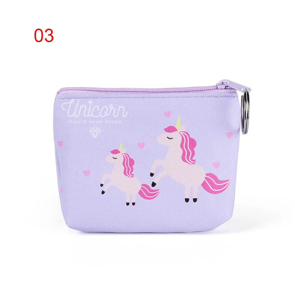 purple Bag 2 вида стилей, новинка, женские кошельки на молнии с единорогом, мини кошелек для монет, сумка для монет, Детский многофункциональный чехол для макияжа с животными Kawaii - Цвет: purple Bag